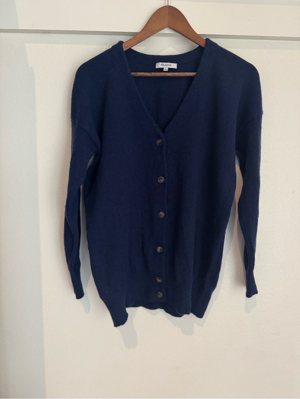 Madewell Navy Blue Merino Wool Blend V-Neck Cardigan Sweater Small - Picture 3 of 12